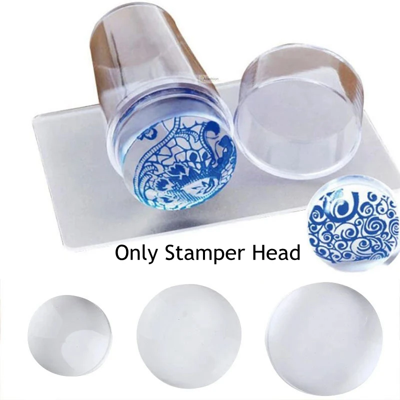 French Nail Template Transparent Silicone Stamps Nail Mold Stamping Template Scraper Transfer Replacement Head Nail Tool Set 3