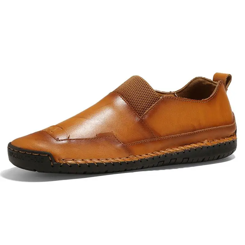 Vancat Новая мода Повседневная кожаная обувь Для мужчин Мужская обувь ручной работы мужские лоферы плоская подошва Лидер продаж; мокасины; кроссовки; большие размеры 38–47 - Цвет: Yellow brown