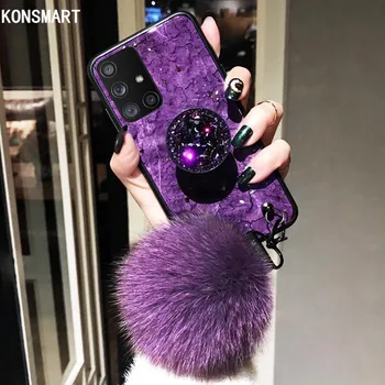 

KONSMART Glitter Marble Case For Samsung Galaxy 71 5G Luxury Silicon Soft Stand Phone Case Cover For Samsung A71 5G With Strap
