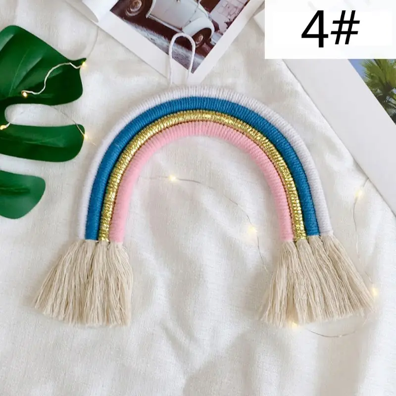 Rainbow Handmade Weaving Ornament Nordic Simple Kid Room Wall Decoration Hanging Home Decoration Accessories - Цвет: 4-L