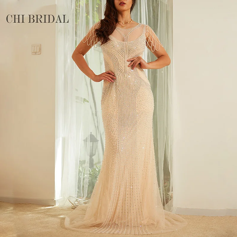 『Cheap!!!』- Elegant Evening Dress With Grid Shaped Nail Bead Sleeves
Sexy Hollow Out Perspective Taildress Comfortable Mesh Fabric
