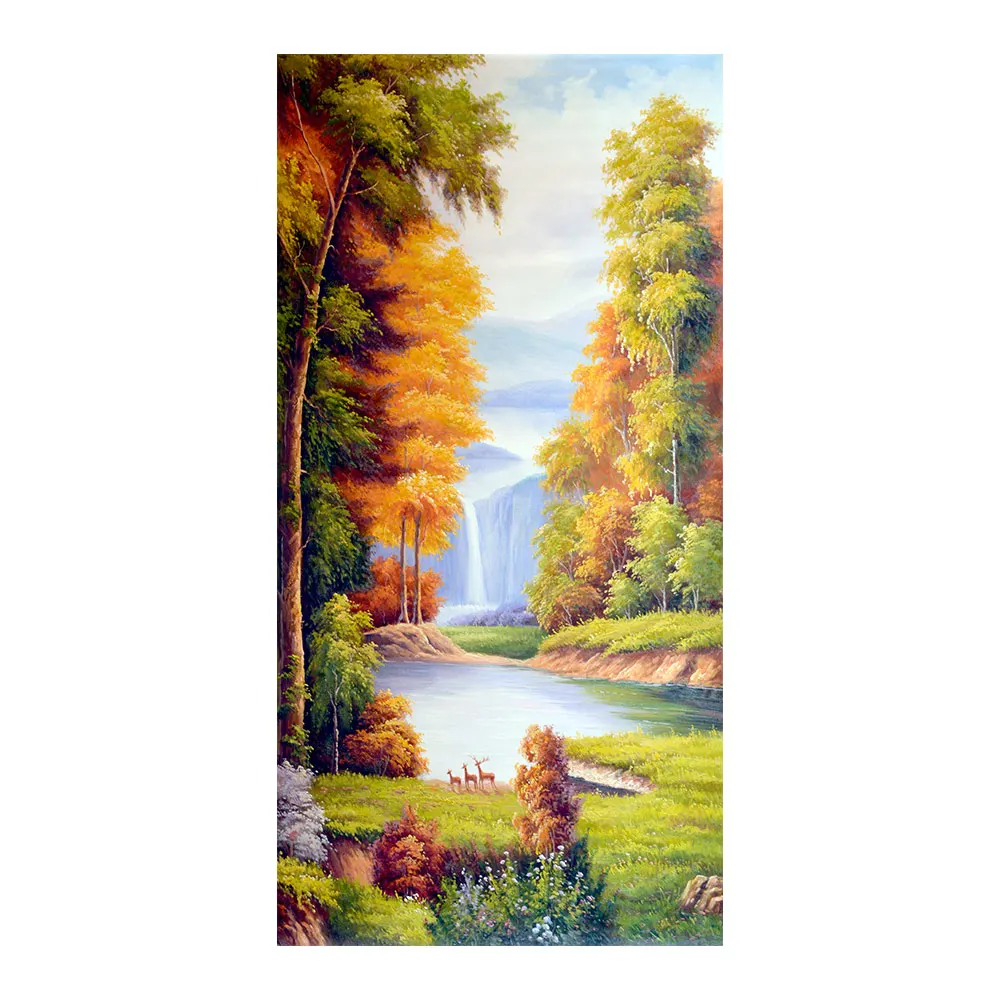 

Autumn scenic Diamond Painting Full Round Forest New DIY Sticking Drill Cross Embroidery 5D Rivers Vertical section