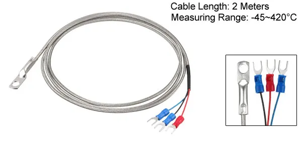 PT100 - 2M Uxcell Температура Сенсор зонд K Тип/E Тип/герметизирующая ptfe-лента для 100 1/1. 5/2/3/4/5 м Кабель для программирования в 6 мм отверстие Весна регулятор температуры с термопарным w 2 утепленная вилки - Цвет: PT100 - 2M