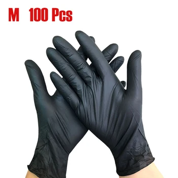 

100PCS Black Disposable Gloves Latex Dishwashing/Kitchen/Medical /Work/Rubber/Garden Gloves Universal For Left and Right Dłoń