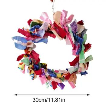 

Cloth Bird Swing Hanging Parrot Colorful Spiral Rope Toys Chewing String Perch