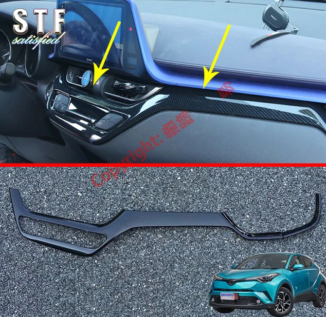 Carbon Fiber Style Interior Center Control Around Trim For Toyota C-HR CHR