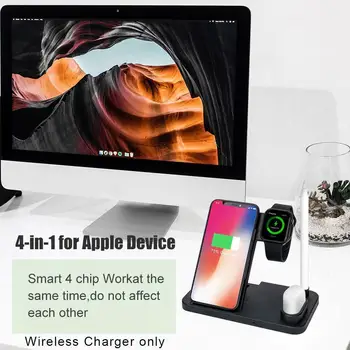

4 in 1ABS Wireless Charging Stand For 5 4 3 2 1 iPhone 8 XS XR Fast Charger Station X Pro Airpods Qi 10W Dock 11 M1O9