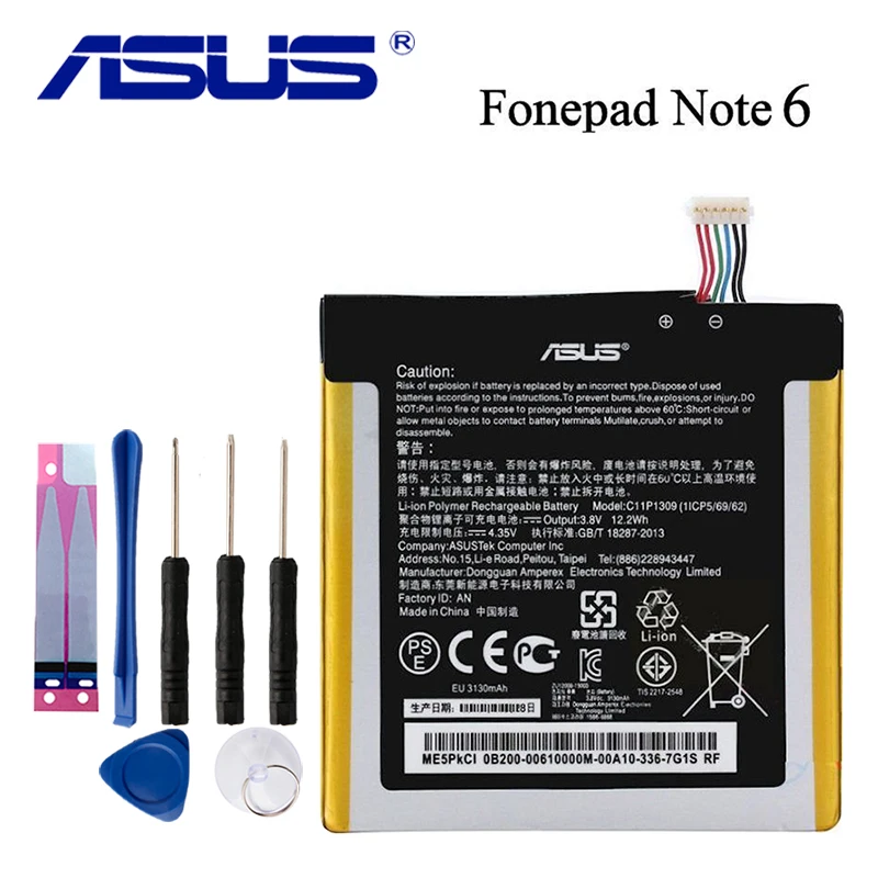 

Original ASUS Fonepad Note 6 Battery For ASUS Fonepad Note 6 FHD6 ME560CG ME560CG K00G 3130mAh C11P1309 with tool