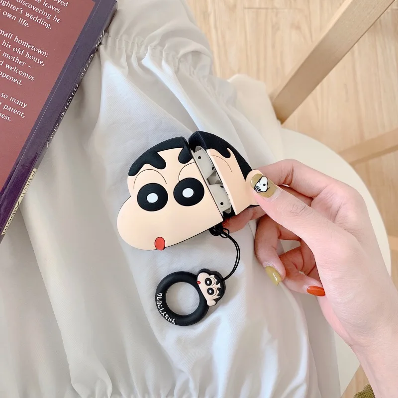 3D мультфильм милый TOHATO Розовый крокодил Crayon Shin-chan с анти-потерянный ремешок чехол для наушников для Apple Airpods 1 2 силиконовый чехол
