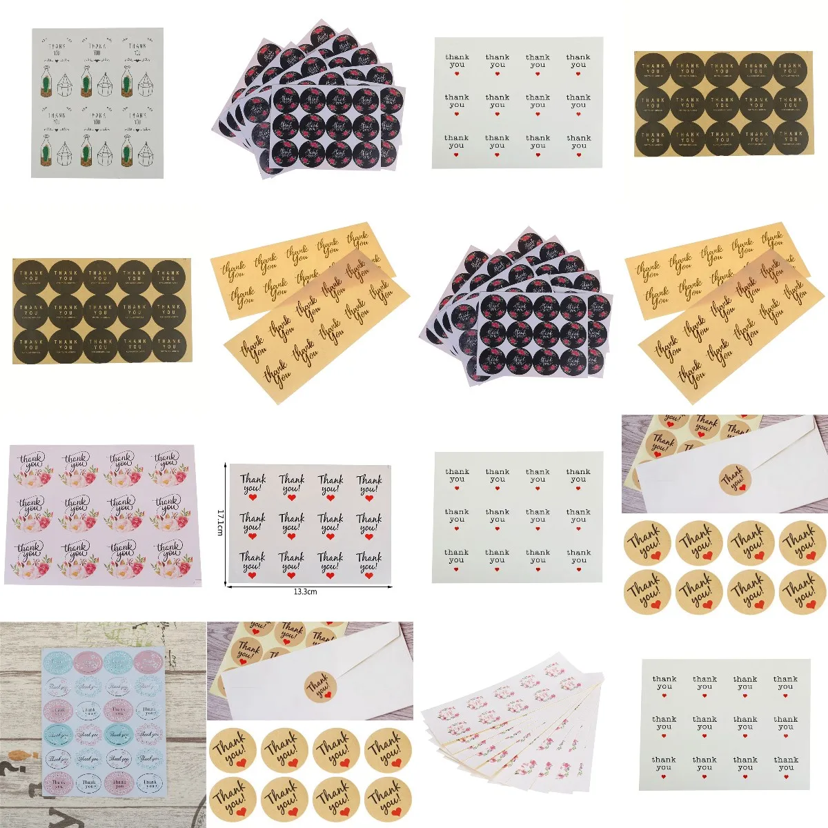 30-240pcs Flower Thank You Ellipse Sealing Label Adhesive Kraft Seal Sticker For Baking Gift Stickers DIY Work | Дом и сад