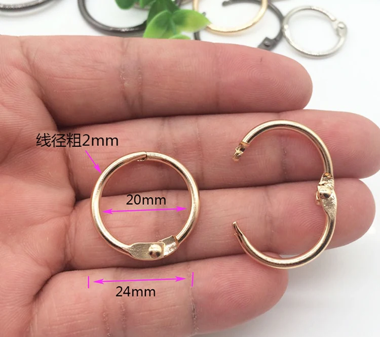 20mm light gold 5 шт. металлические кольца для ноутбуков, Золотое шарнирное кольцо, Школьное свободное кольцо с листьями, кольцевые обручи для скрапбукинга, альбом, Офисная прищепка, кольцо - Цвет: 20mm light gold