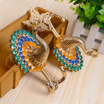 

1 Pair Curtain Tieback Luxurious Beautiful peacock Hanging Hook Hollow Curtain Holder Curtain Accessories Decoration CP-HM355