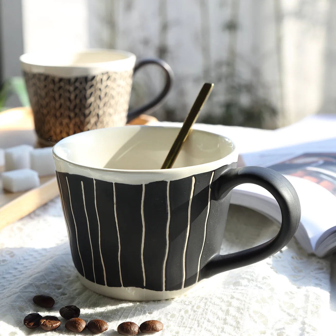 

Creative Chic Ceramic Mug Milk Juice Water Coffee Cup Handle Drinkware Beer Cup Coffee Cup Bar Drinkware Gifts