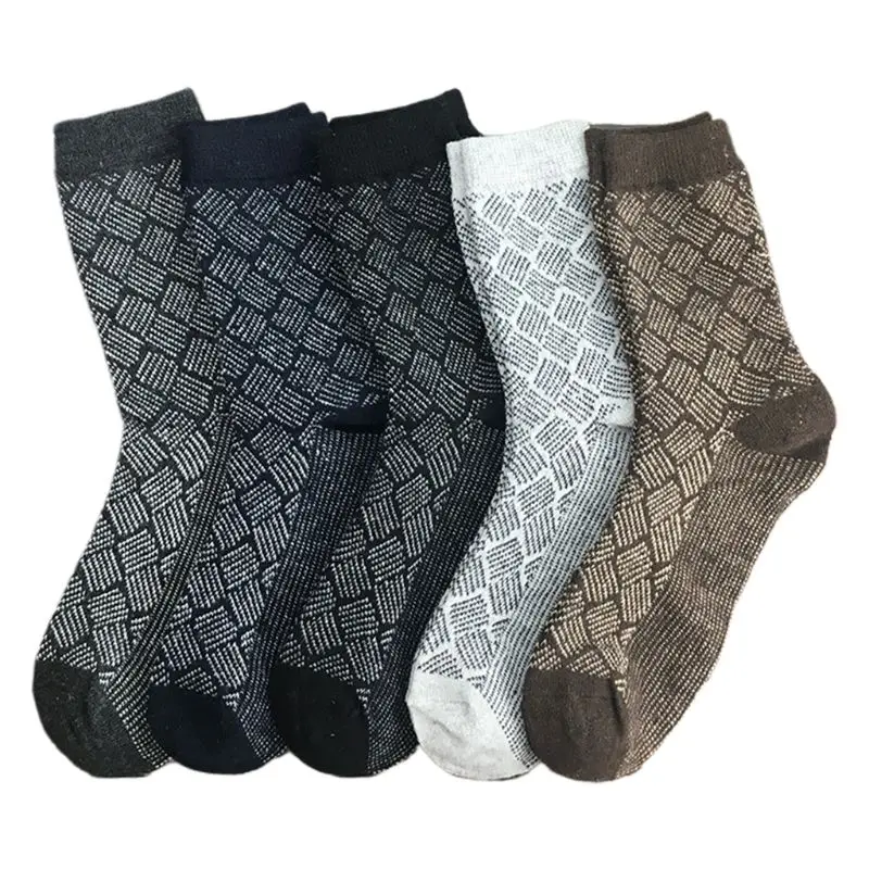 5 пар, мужские винтажные вязаные носки из искусственной шерсти, теплые носки с цветными полосками - Цвет: 10