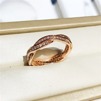 

chic high quality brand p rose gold S925 wheel of fortune ring size 5 6 7 8 9 twine the cross bow ring