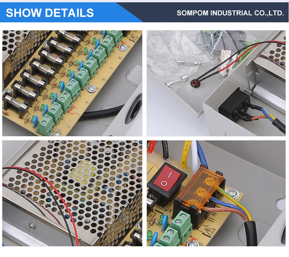 Sompom 12V 3A 4 канала CCTV питания для безопасности камеры переключатель питания