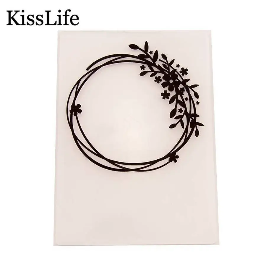 

1 Pack Circle Frame Leaves Plastic Template Embossing Folders for Paper-card Scrapbooking Christmas Embossing Folders