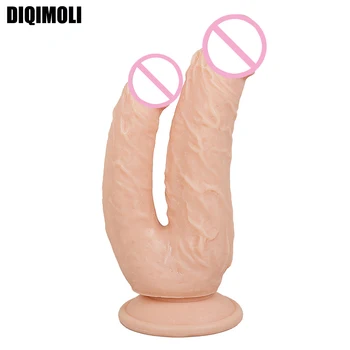 Huge Double Dildos Double Penetration Vagina and Anus Soft Realistic Penis Double Headed Phallus Sex Toys for Women Masturbation 1