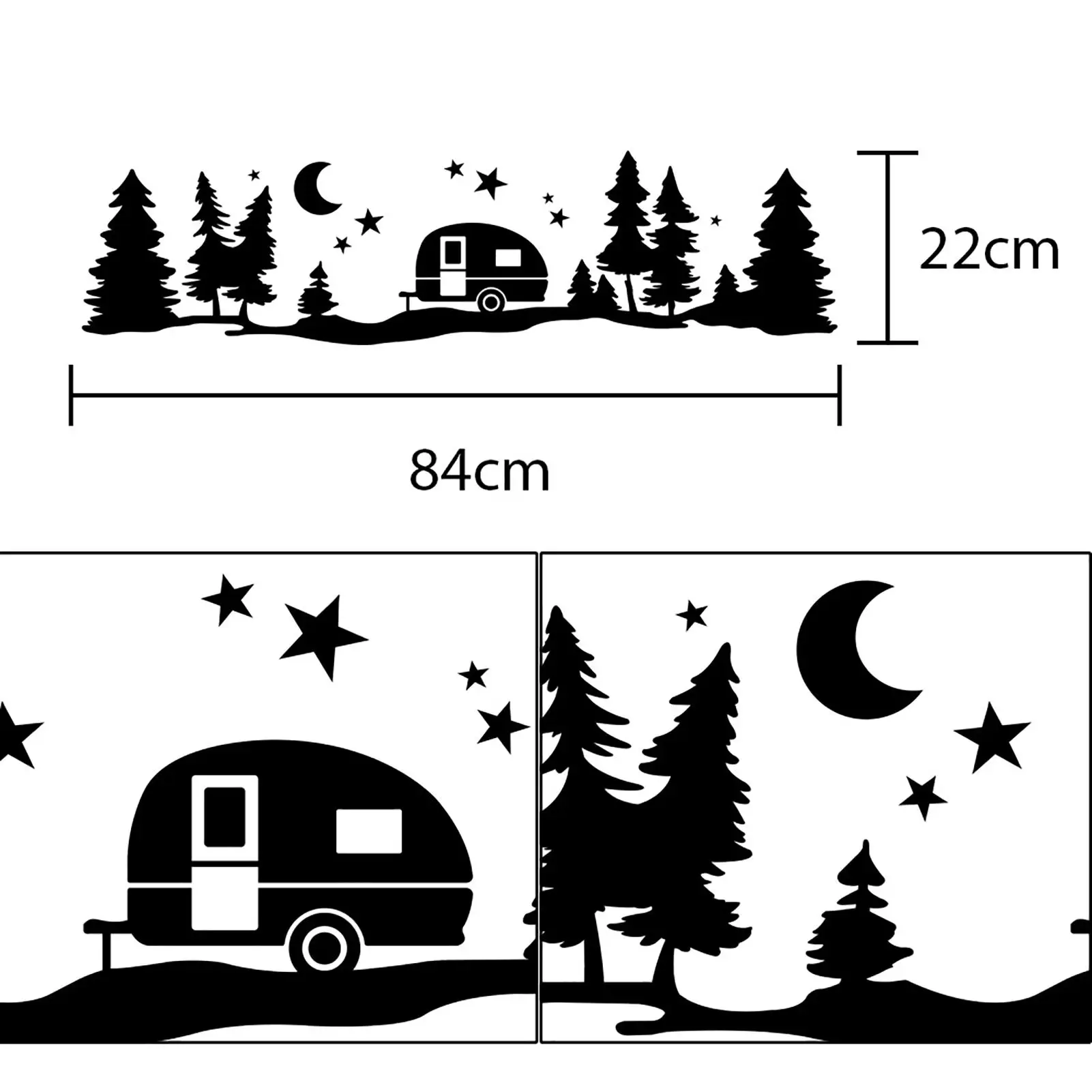 Autocollant camping-car Camper DIY Decal Graphic Star Moon Tree UV