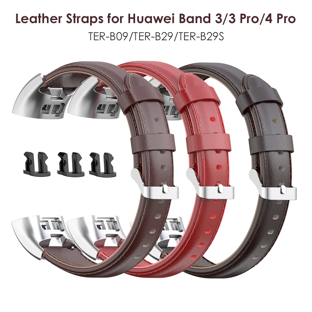 Ремешок для Huawei Band 3/ 4 Pro браслет из натуральной кожи с металлической пряжкой