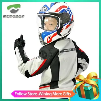 

MOTOBOY Children baby Teenagers Motorcycle Bike Jacket with Waterproof and Warm Liner and CE Protectors for 4 Season Jacket