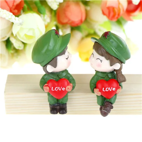 Couple Home Garden Decoration Girl Toy DIY Cute Soldier Lover Boy Girl Model Figurines Wedding Doll Miniatures