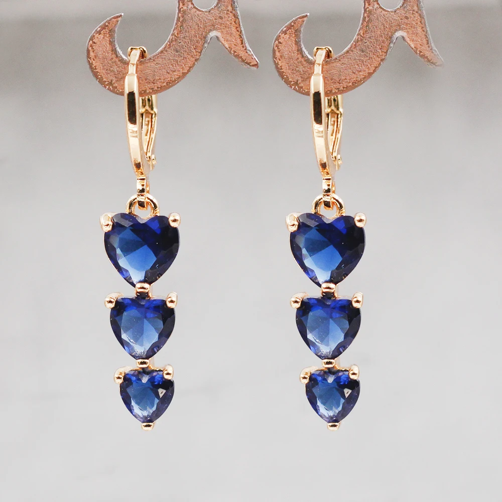 

New Trendy Earrings for Women Gold Color Dangle Earrings with Red Zircon Luxury Jewelry for Party Wedding Gift