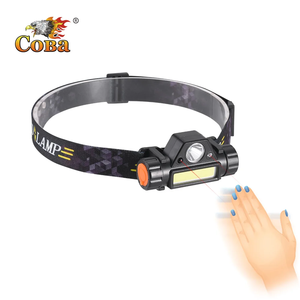 COBA induction led headlamp built-in battery sensor light 1500LM head waterproof usb rechargeable camping fishing lantern |