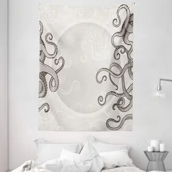 

Kraken Tapestry Fish Octopus Tentacles with a Circular Shape Surreal Universe Treasure Wall Hanging for Bedroom Living Room