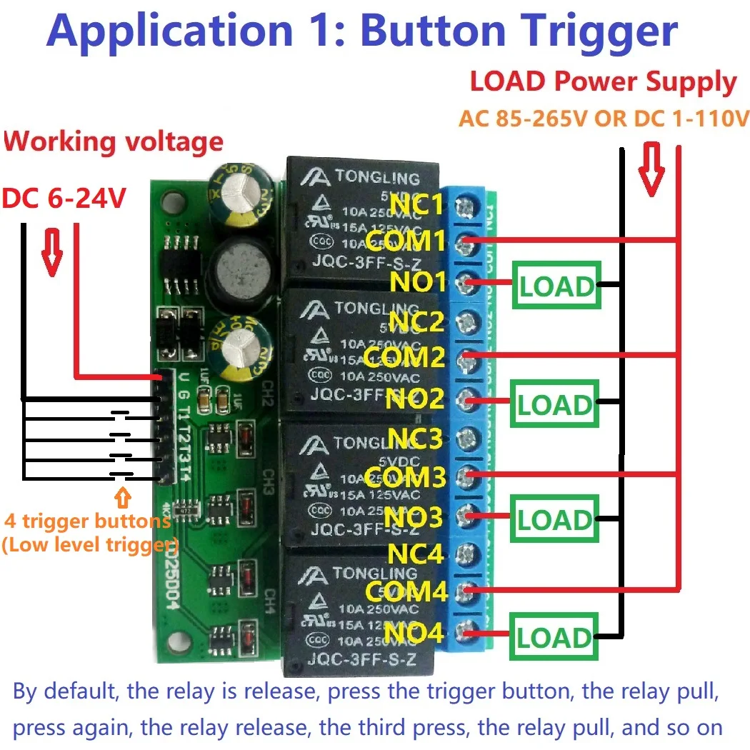 

2X DC 6V-24V Flip-Flop Latch Relay Module Bistable Self-locking Electronic Switch Low pulse trigger Board Button MCU IO Control