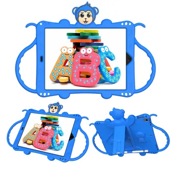 

for iPad 10.2" 2019 /iPad Air 3 10.5" 2019 /iPad Pro 10.5" 2017 kids Case Lucky Monkey Stand Tablet Cover with Shoulder Strap