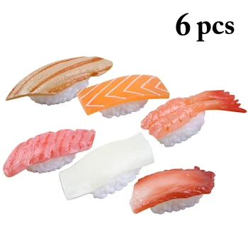 

6pcs Artificial Decorations Foods PVC Simulation Japanese Sushi Model Fake Cooking Catering Display Props Photography Prop