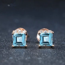 SHDEDE серьги из стерлингового серебра 925 пробы с голубым топазом
