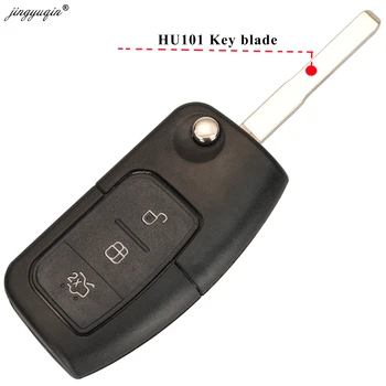 Keyforkess 3 pulsanti 433MHZ 4D60/ 4D63 Chip Car Remote Flip Key per Ford Fusion Focus Mondeo Fiesta Galaxy HU101/FO21 chiavi automatiche - Jingyuqin 3 pulsanti 433MHZ 4D60 4D63 Chip Car Remote Flip Key per Ford Fusion Focus
