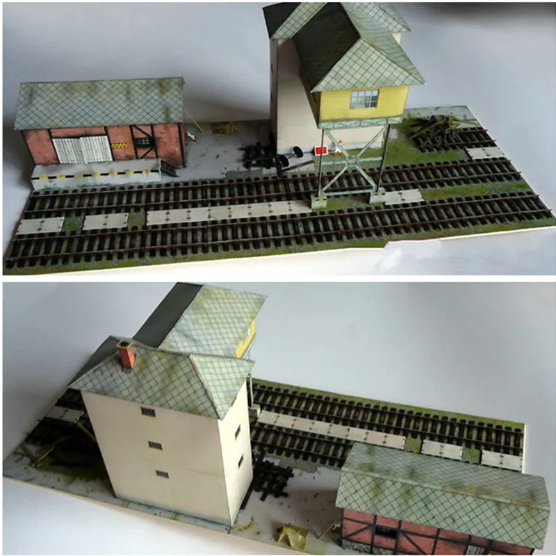 1:87 1:64 1:72 1:76 Military Scene Series of German Railway Station Building 3D Paper Model Educational Toy