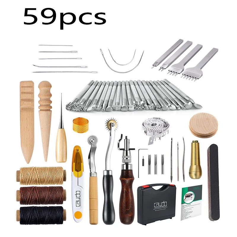 18Pcs Kit d'outils de travail de couture en cuir Outils d'artisanat en cuir  Parfait pour la coupe de poinçonnage couture artisanat en cuir