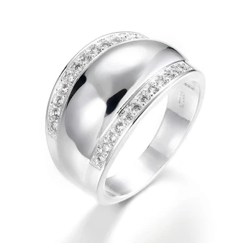 

CHAMSS Silver Diamond Wedding Ring Elegant Simple Female Romantic Birthday Gift Factory Wholesale