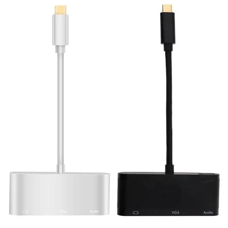 3 в 1 Многофункциональный USB 3,1 TYPE-C концентратор ABS алюминиевый сплав ЧПУ технология резки USB3.1 HDMI VGA 3,5 мм аудио конвертер