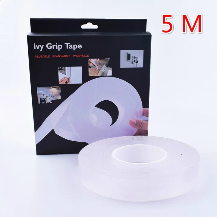 Magic Nano Grip Tape многоразовый удаляемый моющийся двухсторонний бесшовный Скотч для клейкой кухни телефонная розетка Держатель - Цвет: 5M