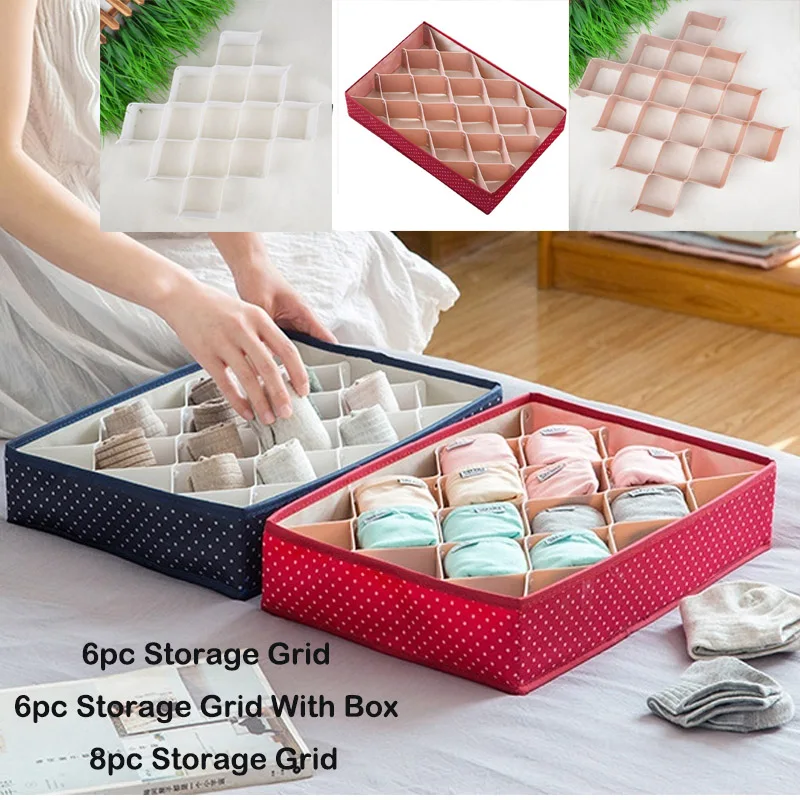 

6/8Pcs/Set DIY Grid Drawer Divider Household Necessities Storage Organizer Plastic Divider For Desk Drawer Closet Space-saving
