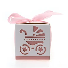 12 шт свадебный подарок коробка для конфет с лентой вырезанная детская коляска дизайн детский душ Вечерние