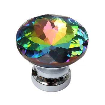 

1pc/10pcs Crystal Glass Handle Colorful Round Single Hole Drawer Dressing Table Cabinet Handle Household Hardware Accessories
