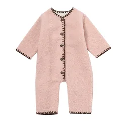 Newborn Infants Rompers Winter Warm Soft Flannel Rompers Simple Style Jumpsuits for Boys and Girls New Fashion Baby Clothes