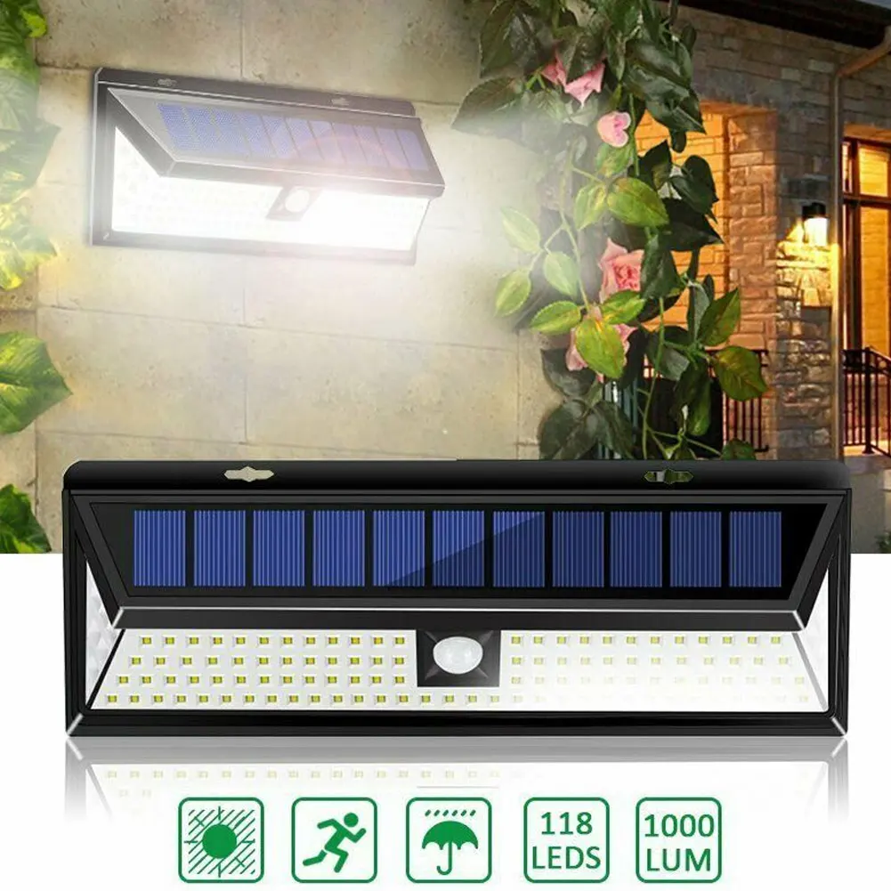 

New 118 LEDs Solar Powered Wall Light Motion Sensor Security Lamp for Outdoor Garden SF66