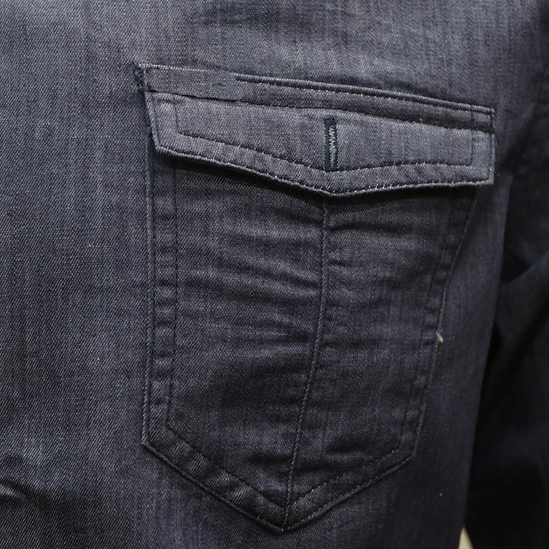 Мужские синие джинсы рубашка camisa masculina мужские рубашки с длинным рукавом Хлопок Social hombre дизель Сорочки мужские обычные