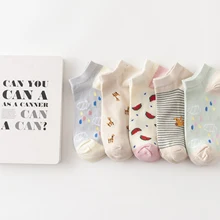 Белка с жирафом милые животные арбуз фрукты полосы простые лето осень удобные забавные Хлопковые женские носки