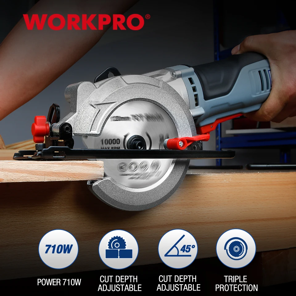 US $59.12 Workpro 710w Electric Mini Circular Saw Power Tools Multifunctional Electric Saw With Tct Blade And Diamond Blade Sawing Machine