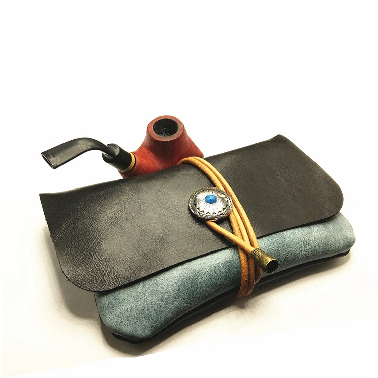 

Retro Leather Cowhide Soft Leather Tobacco Pouch Portable Large Capacity Pipe Storage Bag Holder Two Layers Smoking Pouch