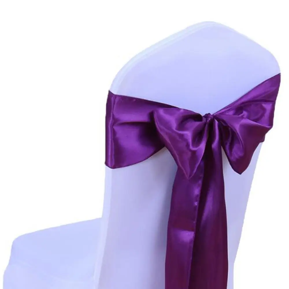 25PCS 15 Colors Wedding Chair Cover Sash Satin Fabric bow-knot Ribbon Tie Bands for for Wedding Party Banquet Event Decorations - Цвет: Fuchsia