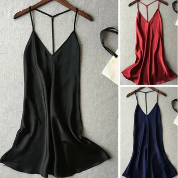 

Ladies Sexy NightDress Ladies Sleepwear Fashion Women Silk Satin Nightgown Lace Mesh Nightwear For Female Plus Size